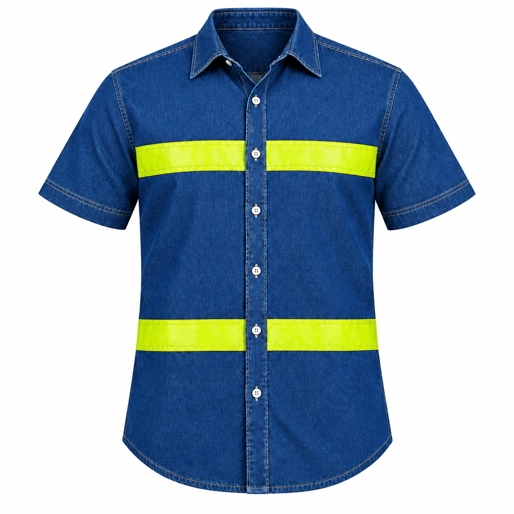 Camisa de meclilla manga corta