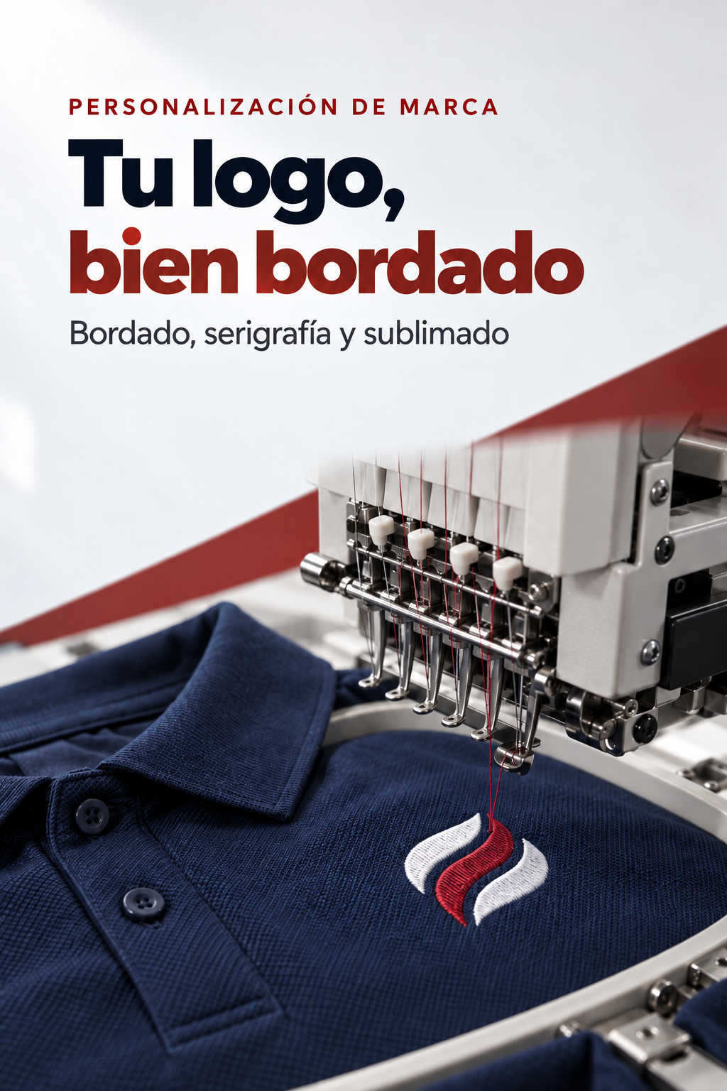 Personalización de marca: tu logo, bien bordado. Bordado, serigrafía y sublimado.